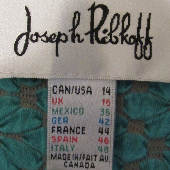 Joseph Ribkoff Textured Knit Tunic Top Women's 14 Teal Langenlook Assymetric Hem - Picture 7 of 7